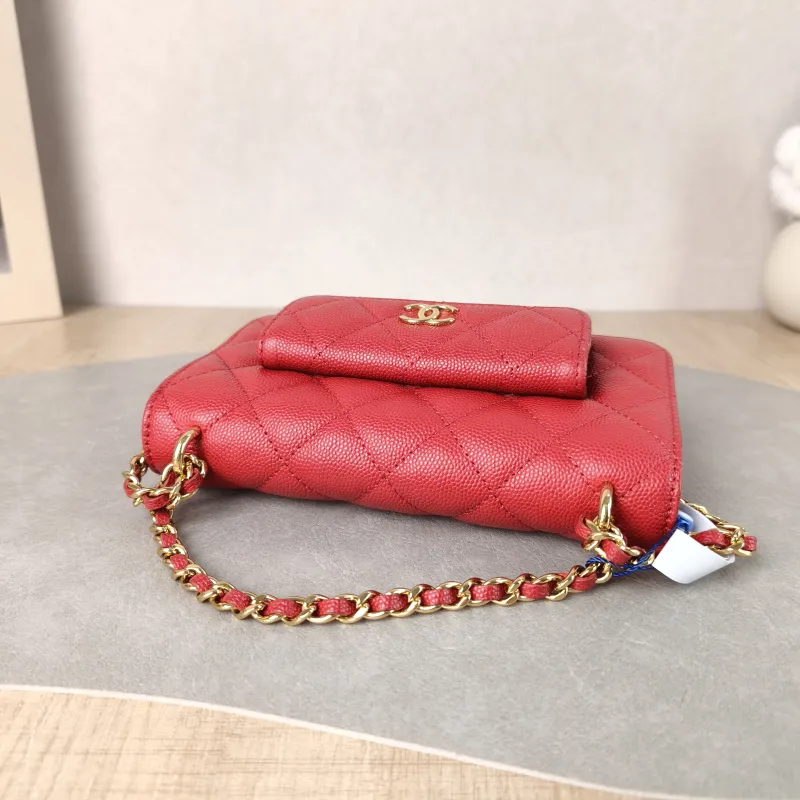 Chanel Crossbody Bag CF woc Crossbody Bag Red Grained Calfskin One Size 17 × 3 × 10 cm — detail view 6 of 11