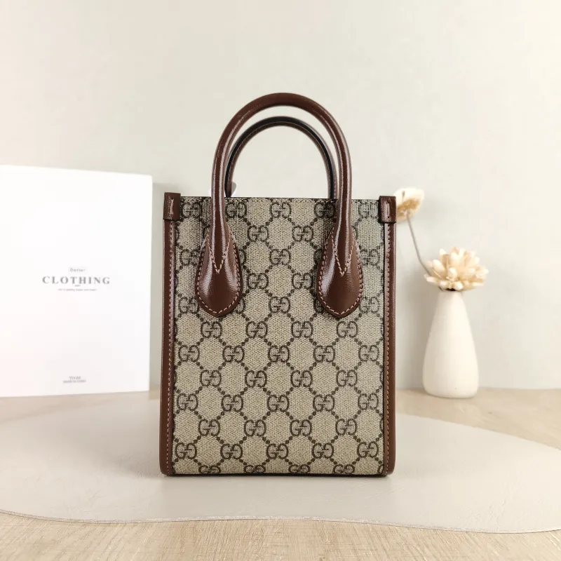 GUCCI Crossbody Bag GG Retro Collection Tote Bag Brown PVC Mini 16 × 7 × 20 cm — cover view 3 of 6