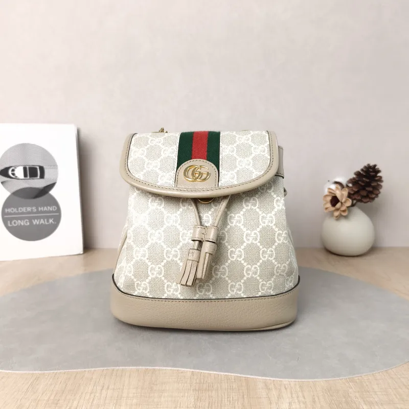 GUCCI Backpack ophidia g Backpack White Monogram PVC Mini 20.5 × 12 × 20 cm