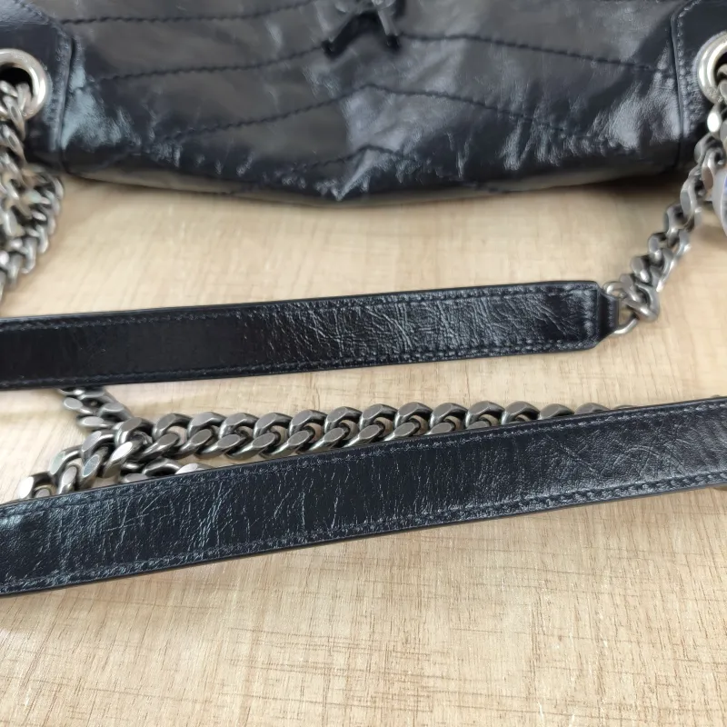 SAINT LAURENT Crossbody Bag Niki Black Waxed Leather Calfskin Medium28 × 8.5 × 20 cm — detail view 3 of 13