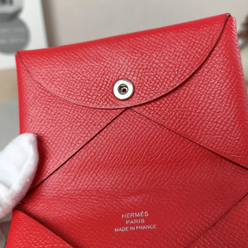 Hermès Wallet Calvi Cardholder Wallet S3 Red Epsom Calfskin One Size10.5 × 1.5 × 7 cm — detail view 10 of 11