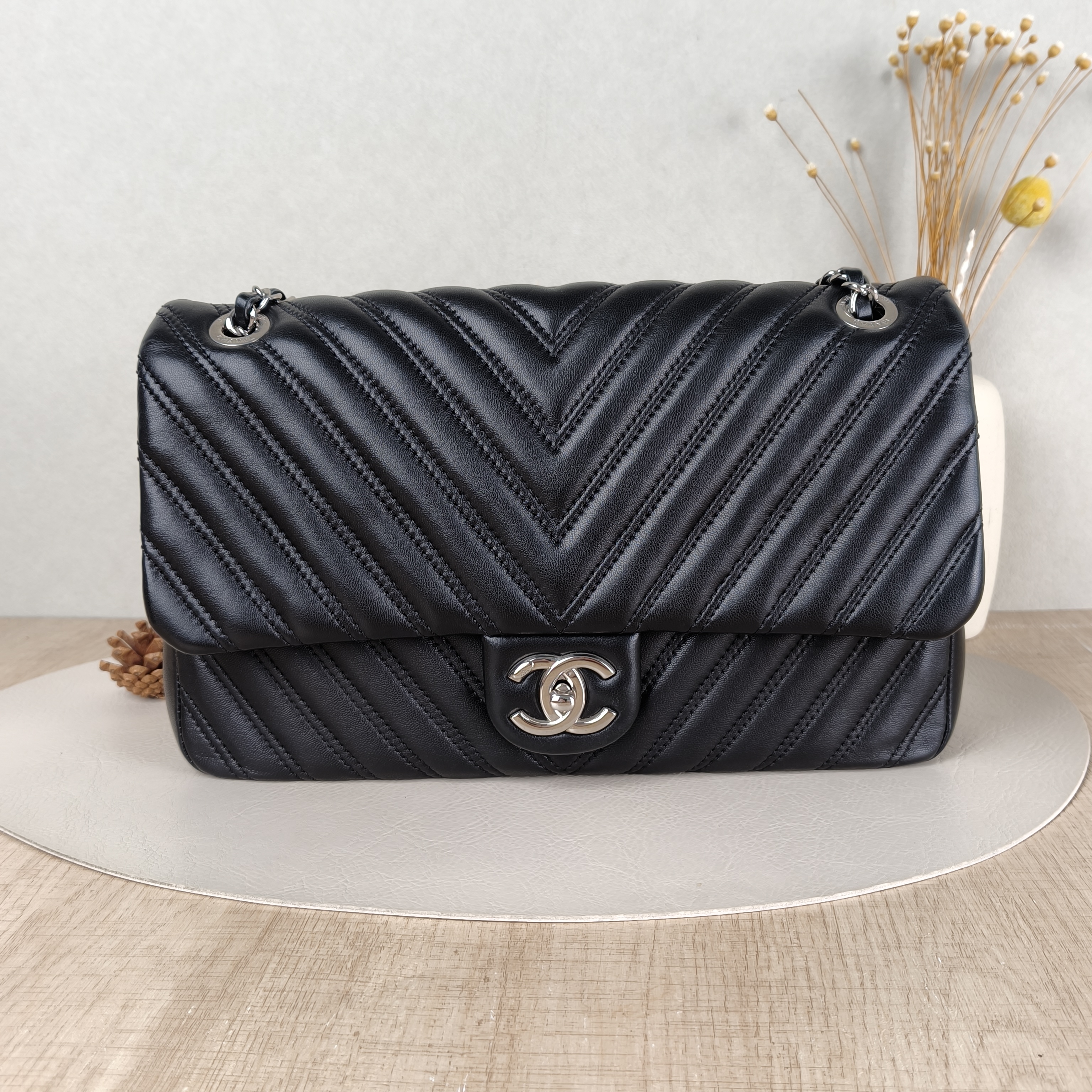 Chanel Crossbody Bagcf Crossbody Bag V Black Lambskin Large30 × 7 × 19.5 cm