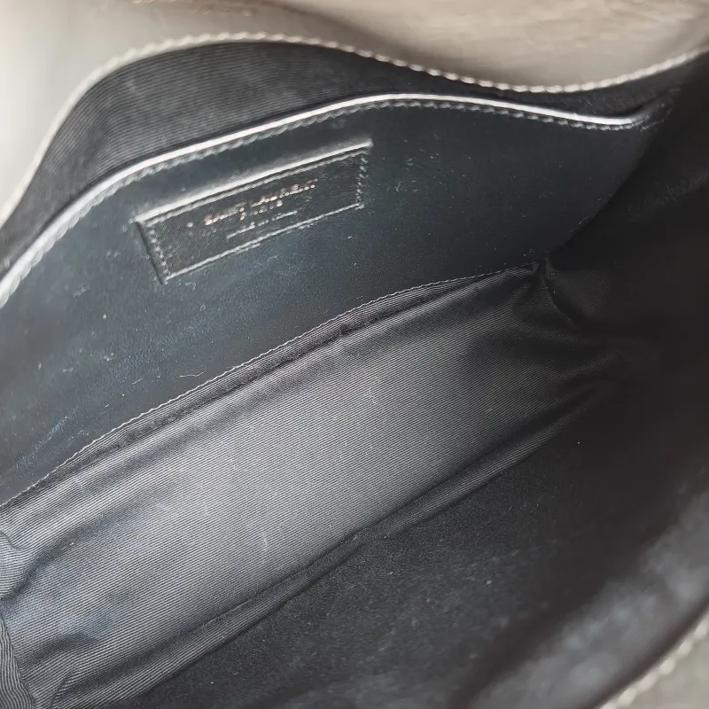 SAINT LAURENT Crossbody Bag Niki D Dark Grey Waxed Leather Calfskin Small 21 × 7.5 × 16 cm — detail view 3 of 12