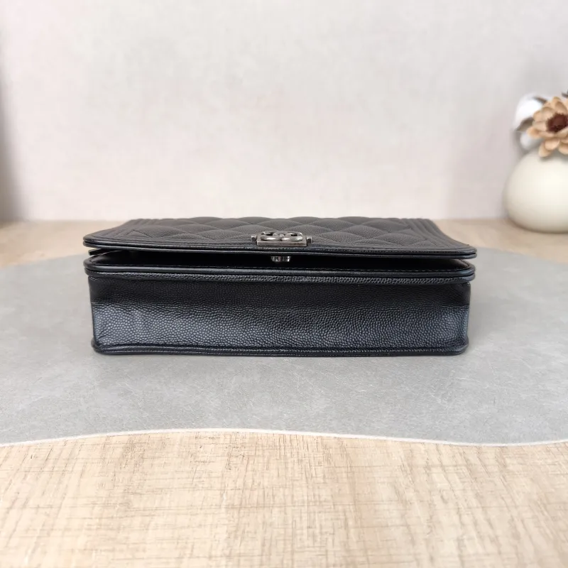 Chanel Crossbody Bag Le Boy WOC Black Grained Calfskin Mini 19.2 × 3.5 × 12.3 cm — cover view 5 of 6