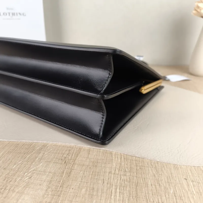 CELINE Top Handle Bag CLASP Top Handle Bag Black Calfskin Medium 33 × 9 × 22 cm — detail view 5 of 12