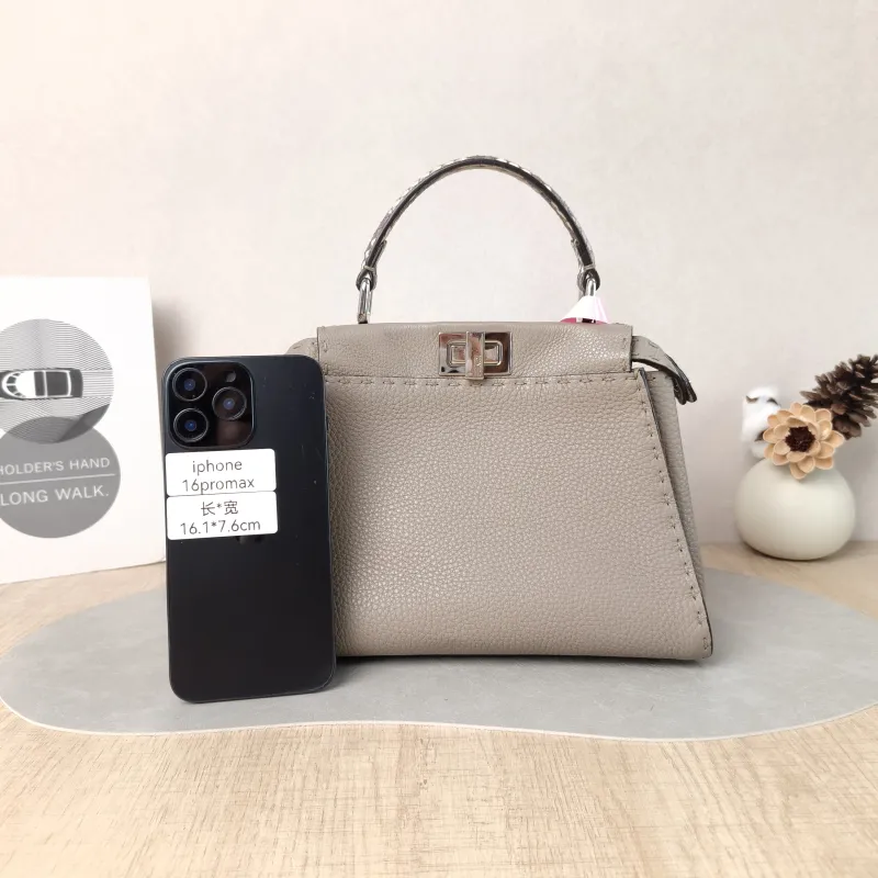 FENDI Crossbody Bag Peekaboo Crossbody Bag Grey Calfskin · Small 23 × 11 × 18 cm — cover view 4 of 6