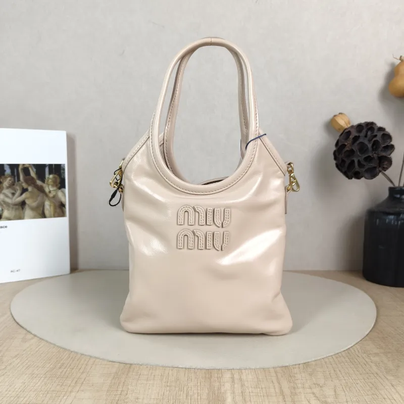 Miumiu Shoulder Bag IVY Tote Shopping Tote Pink Calfskin Mini 20*24