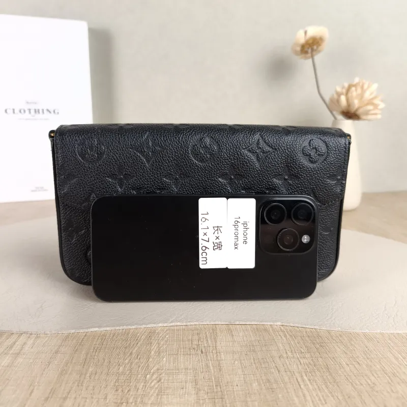 Louis Vuitton Crossbody Bag Pochette Félicie Black Calfskin Small 21 × 3 × 12 cm — cover view 3 of 5