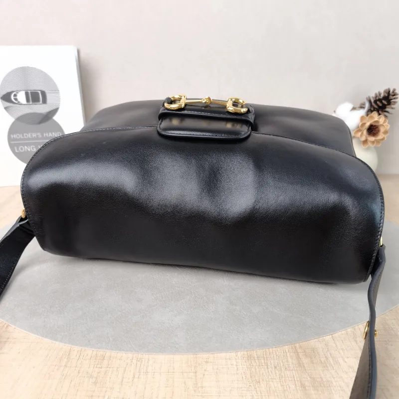 GUCCI Crossbody Bag Horsebit 1955 Horsebit Edition Medium Black Lambskin Medium 30 × 11 × 20.5 cm — detail view 6 of 14