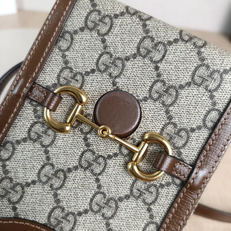 GUCCI Crossbody Bag Horsebit 1955Collection Mini Monogram PV Cmini11.5 × 4 × 17 cm — detail view 7 of 14