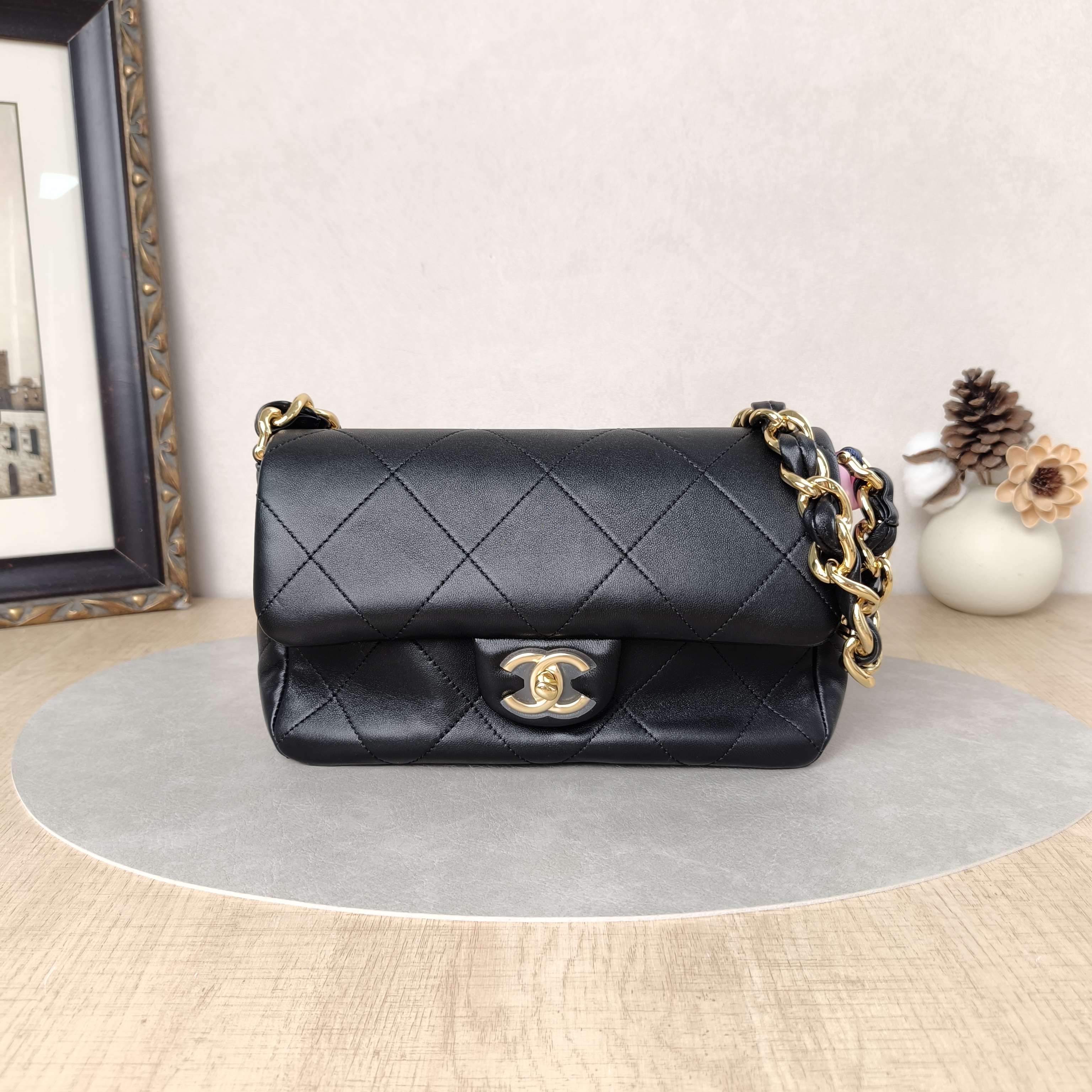 Chanel Shoulder Bag26p Shoulder Bag Black Calfskin Small23 × 7.5 × 14.5 cm