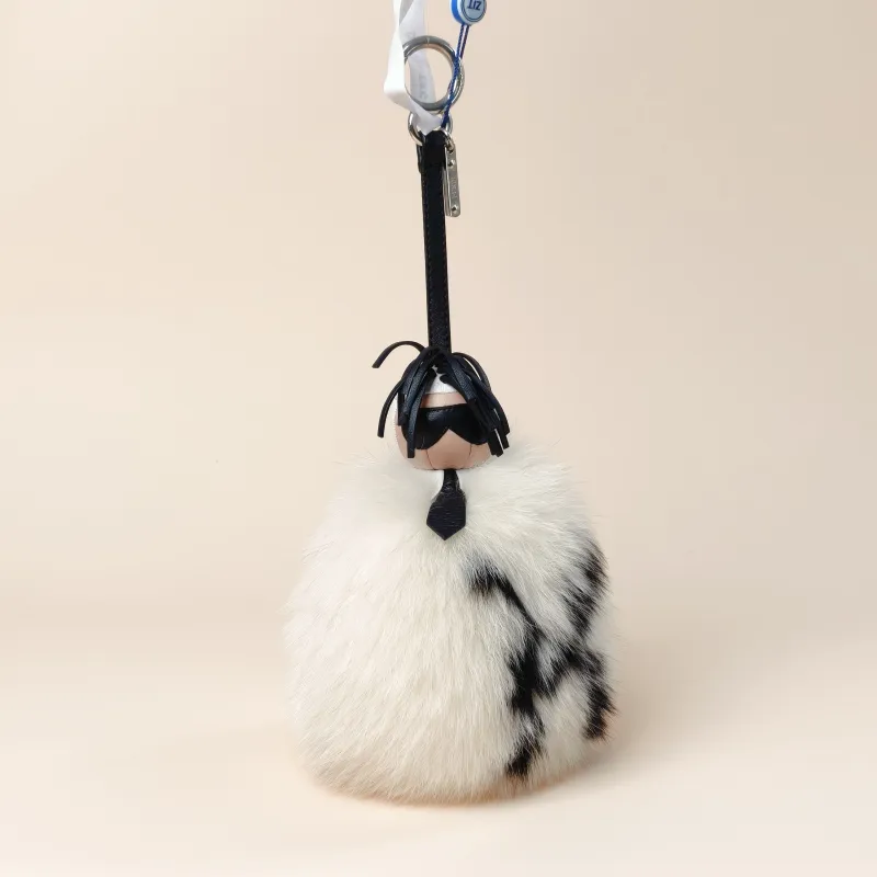 FENDI Charm Charm Black White 14 × 14 × 18 cm