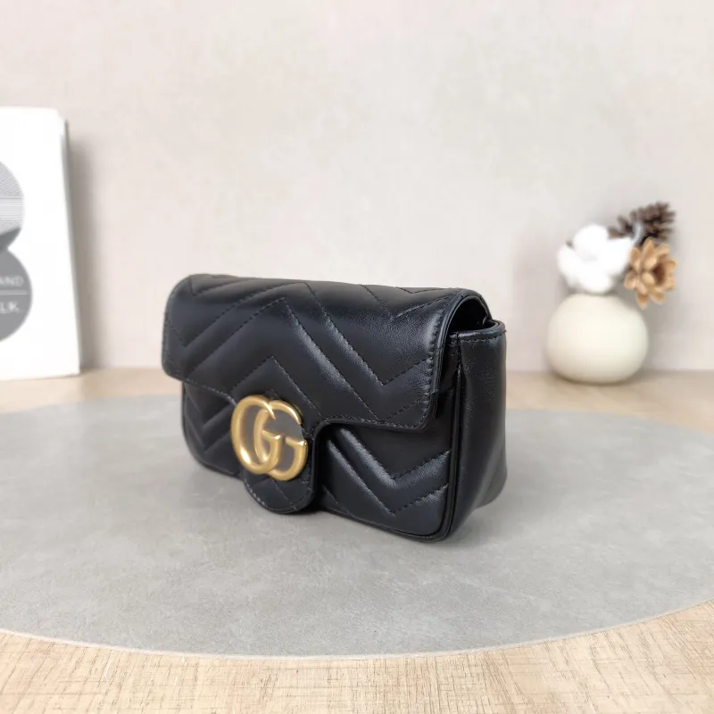 GUCCI Crossbody Bag GG Marmont Mini Marmont Mini Black Calfskin Mini 16.5 × 4.5 × 9.5 cm — cover view 2 of 6