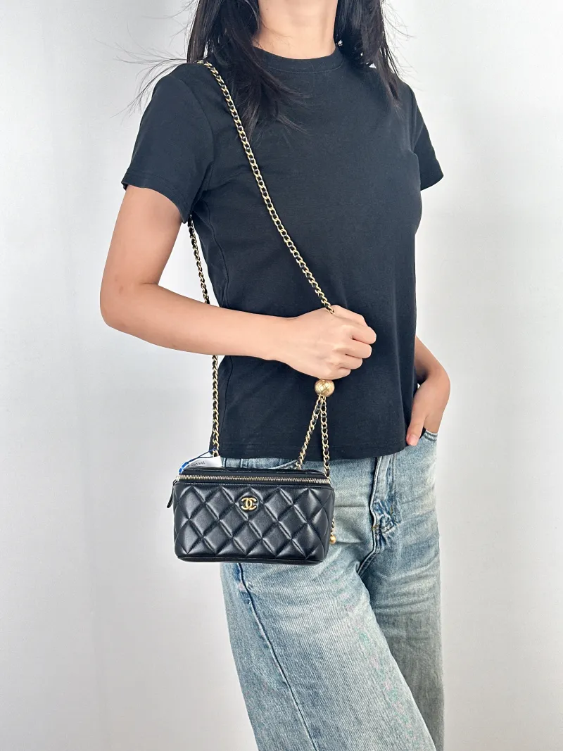 Chanel Crossbody Bag Edition Black Lambskin One Size17 × 8 × 9.5 cm — on-model view 1 of 3