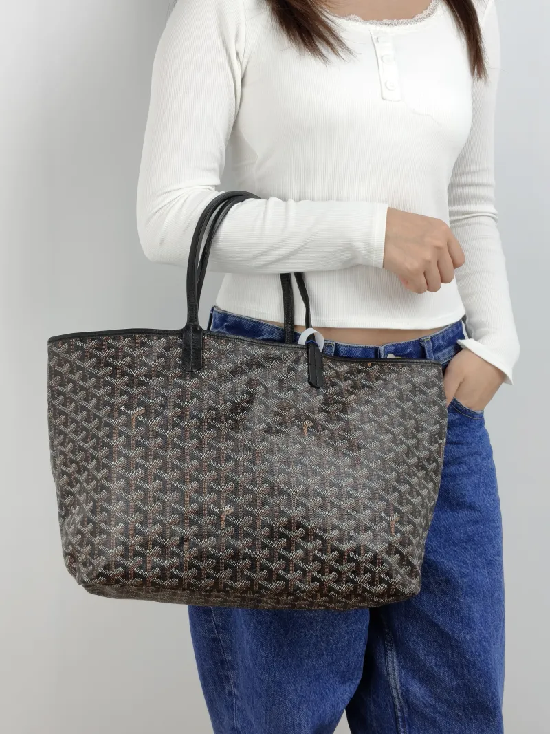 GOYARD Shoulder Bag SAINT LOUIS Shopping Tote Black ine Canvas Small 34 × 15 × 28 cm Conditioned — on-model view 1 of 2