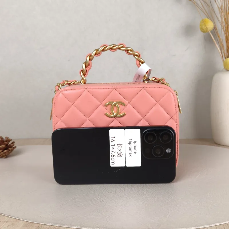 Chanel Crossbody Bag Box Crossbody Bag Pink Lambskin One Size 17 × 7 × 12.5 cm — cover view 6 of 6