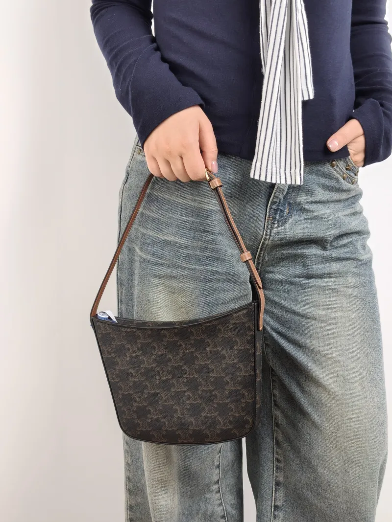CELINE Shoulder Bag Croque Hobo Monogram PVC Medium 18.5 × 2 × 15.5 cm — on-model view 1 of 2