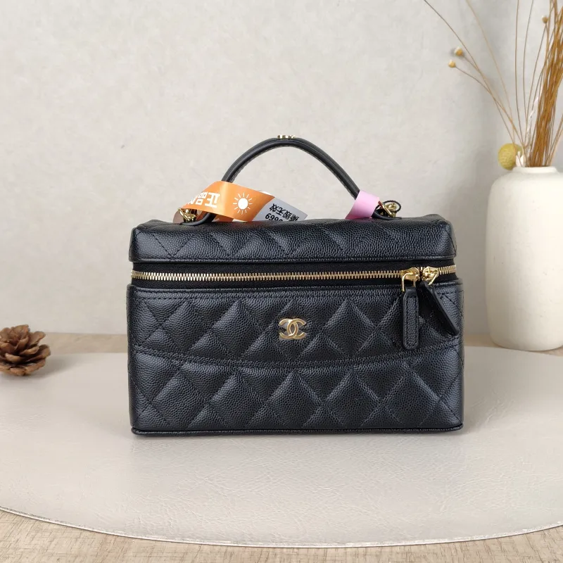 Chanel Top Handle Bag lp Black Grained Calfskin One Size19.5 × 5 × 17 cm