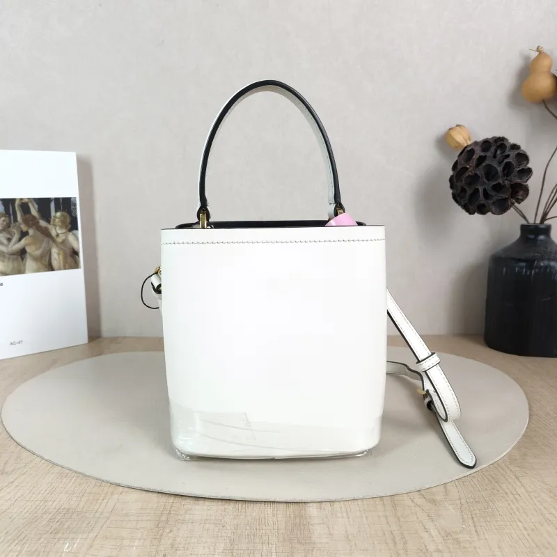 PRADA Shoulder Bag Panier White Calfskin Mini 16 × 10 × 17 cm — cover view 4 of 5