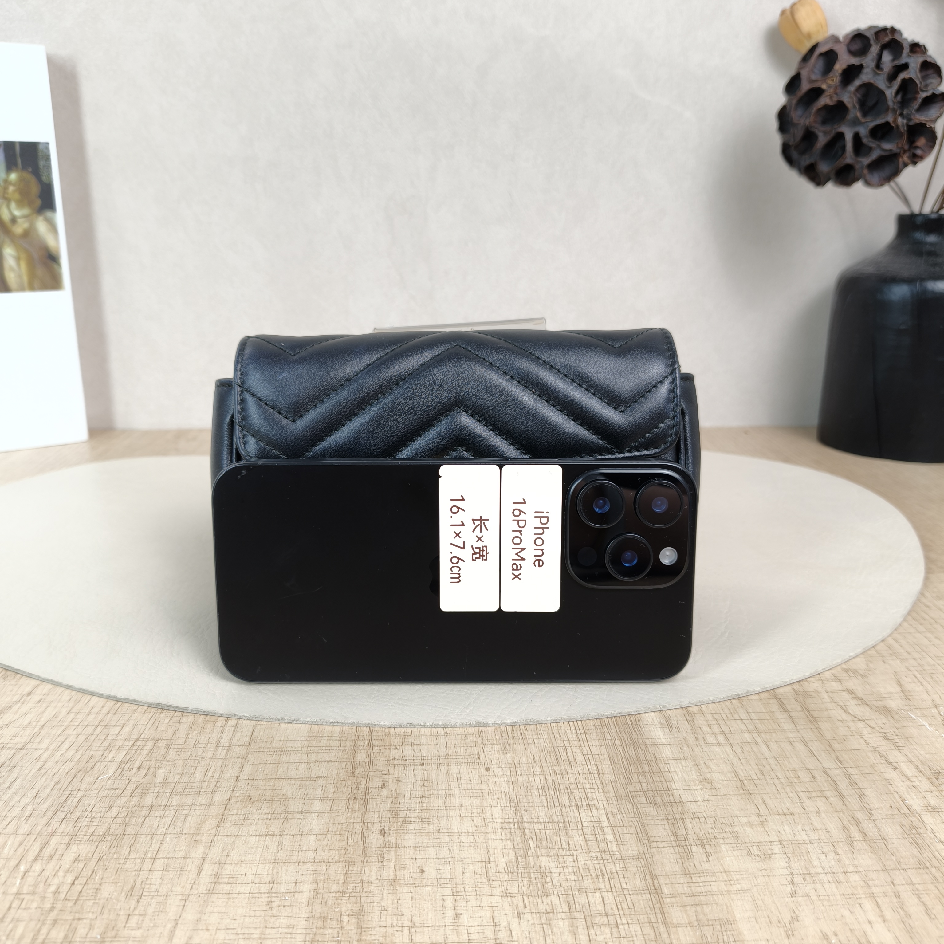 GUCCI Crossbody Bag GG Marmont Mini Marmont Mini Black Calfskinmini16.5 × 4.5 × 9.5 cm — cover view 3 of 6