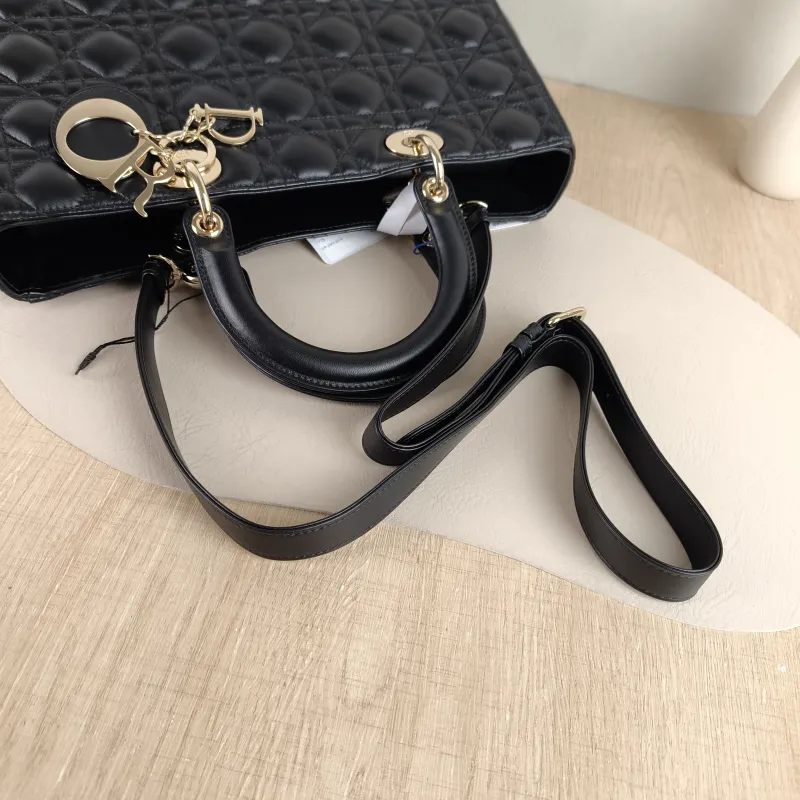 DIOR Top Handle Bag Lady Lady Dior Bag Black Lambskin Large 32 × 11 × 25 cm — detail view 11 of 12