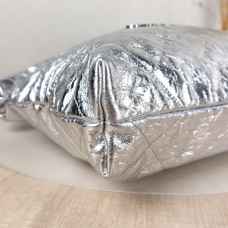 Chanel Shoulder Bag 22Bag Silver Calfskin Small 35 × 7 × 37 cm — detail view 2 of 14