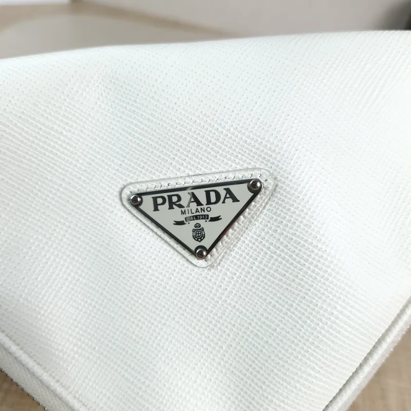 PRADA Shoulder Bag Triangle White Calfskin One Size25 × 7 × 15 cm — detail view 9 of 9