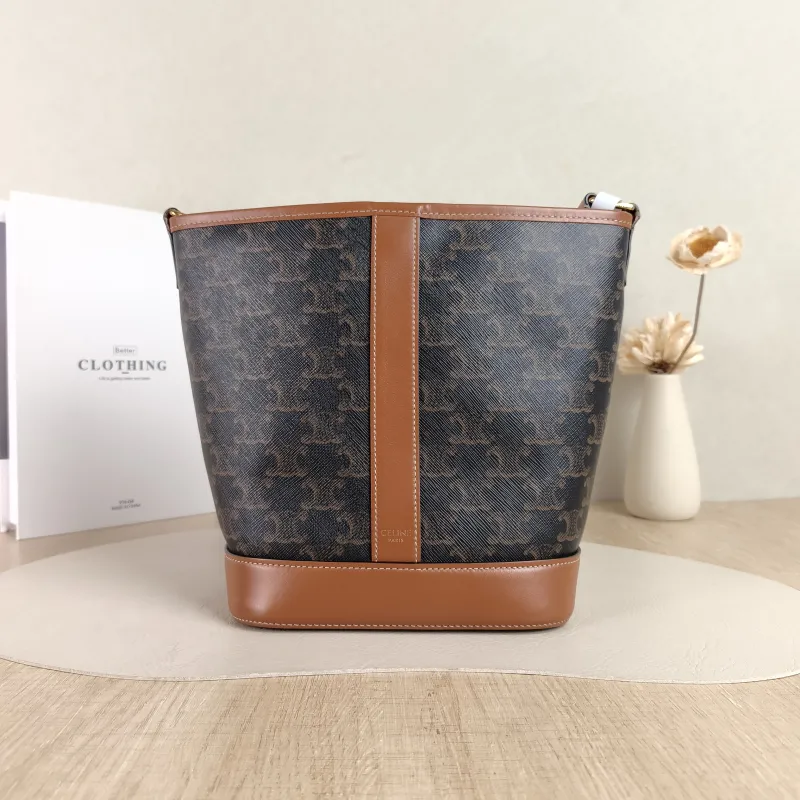 CELINE Crossbody Bag Triomphe Bucket Bag Monogram PVC Small22 × 13 × 26 cm