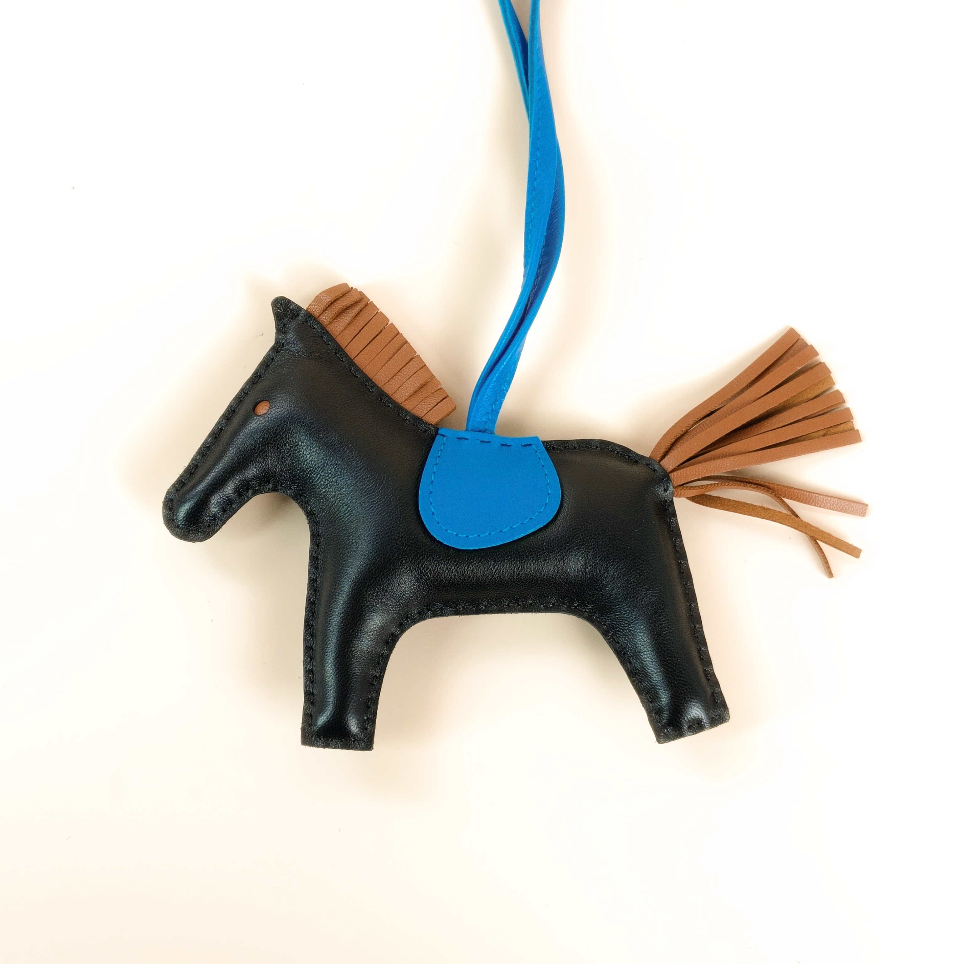 Hermès Charm Charm Black Brown Blue Lambskin Large