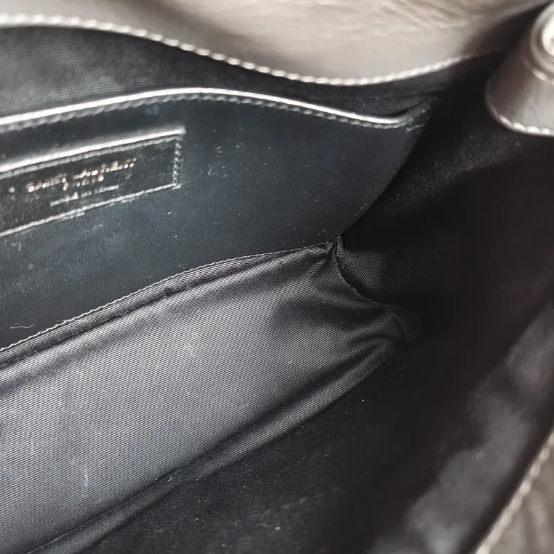 SAINT LAURENT Crossbody Bag Niki D Dark Grey Waxed Leather Calfskin Small 21 × 7.5 × 16 cm — detail view 7 of 12
