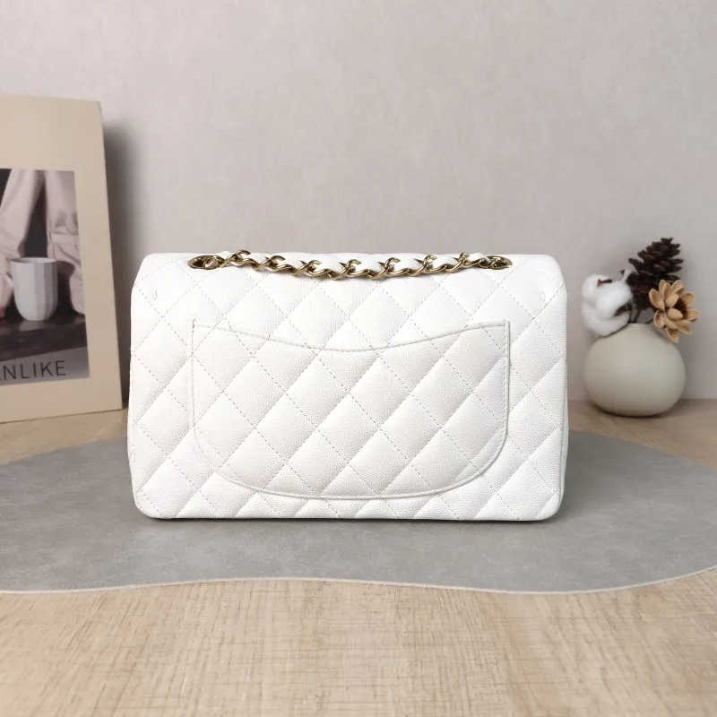 Chanel Crossbody Bag Classic Flap CF White Grained Calfskin Small 23 × 6 × 14.5 cm — cover view 6 of 6