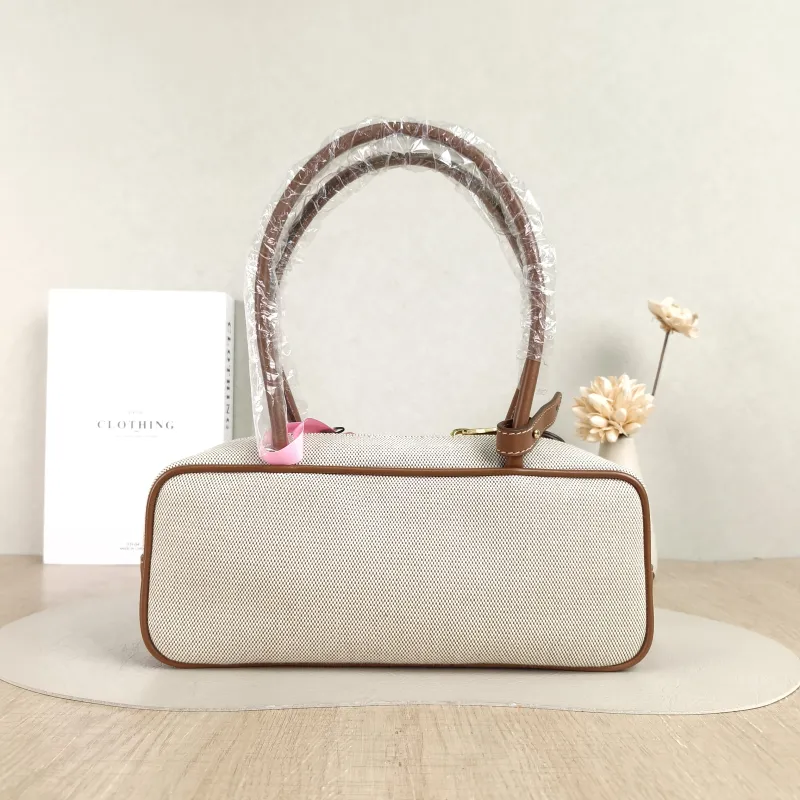 Miumiu Top Handle Bag Beau Brown Canvas · Calfskin Small 28 × 8 × 11.5 cm — cover view 5 of 5