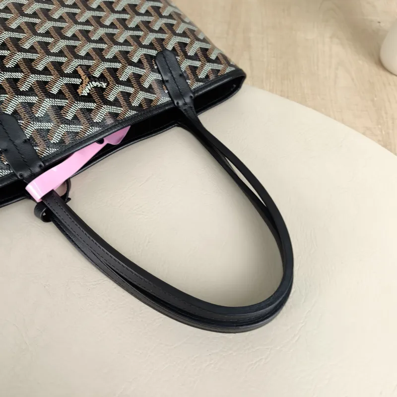 GOYARD Top Handle Bag ANJOU Shopping Tote Black ine Canvas Mini 19.5 × 9 × 19.5 cm — detail view 7 of 11