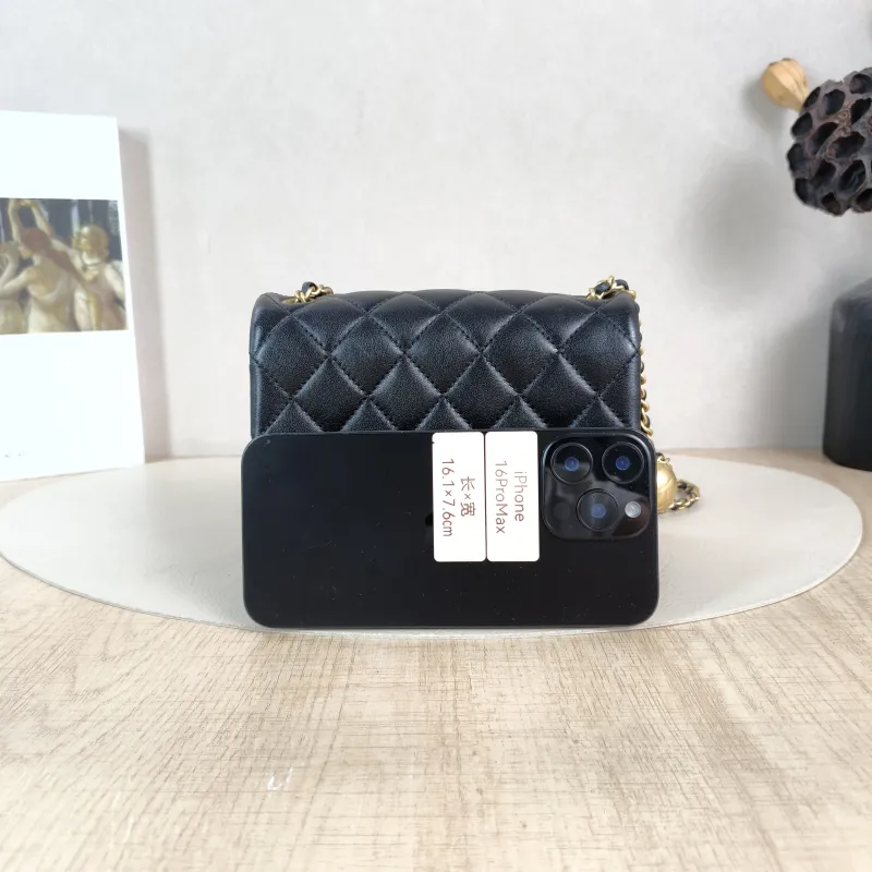 Chanel Crossbody Bag Classic Flap Mini CF Mini Black with Gold-Tone Hardware SL ambskinmini17 × 8 × 13.5 cm — cover view 5 of 5