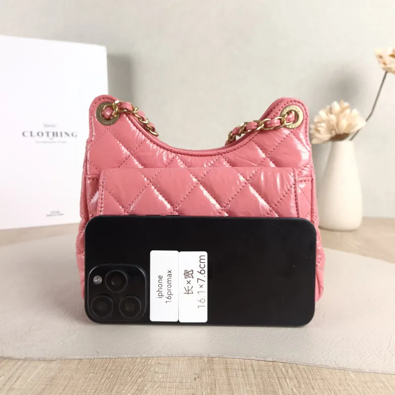 Chanel Crossbody Bag HOBO Pink Waxed Leather Small 19 × 6 × 17 cm — cover view 4 of 5