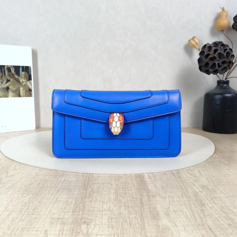 Bvlgari Shoulder Bag Serpenti Forever East-West Collection Crossbody Bag Blue Calfskin One Size25 × 3 × 13 cm