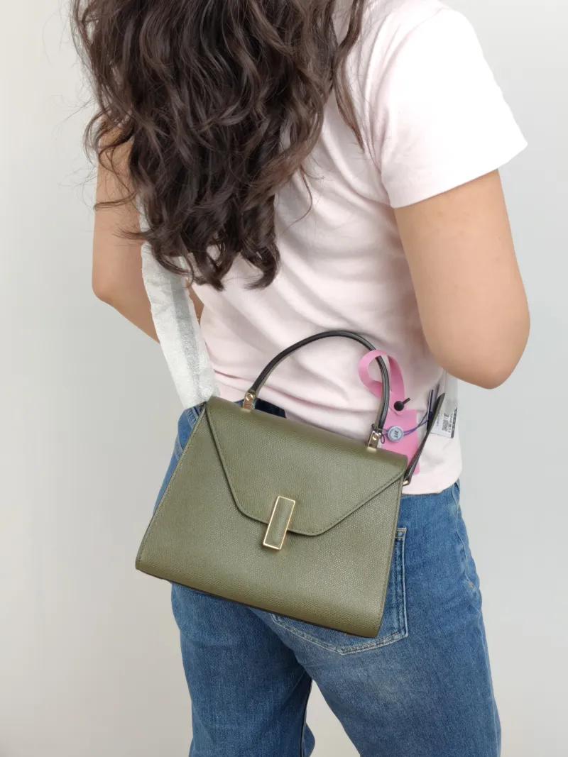 Valextra Crossbody Bag lside Top Handle Crossbody Bag Green Calfskin Small 22 × 12 × 16 cm — on-model view 3 of 3
