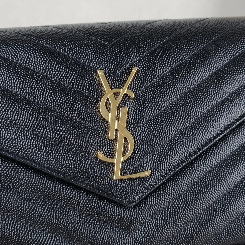 SAINT LAURENT Crossbody Bag CASSANDRE ENVELOPE Black Calfskin One Size 22.5 × 4 × 14 cm — detail view 7 of 13