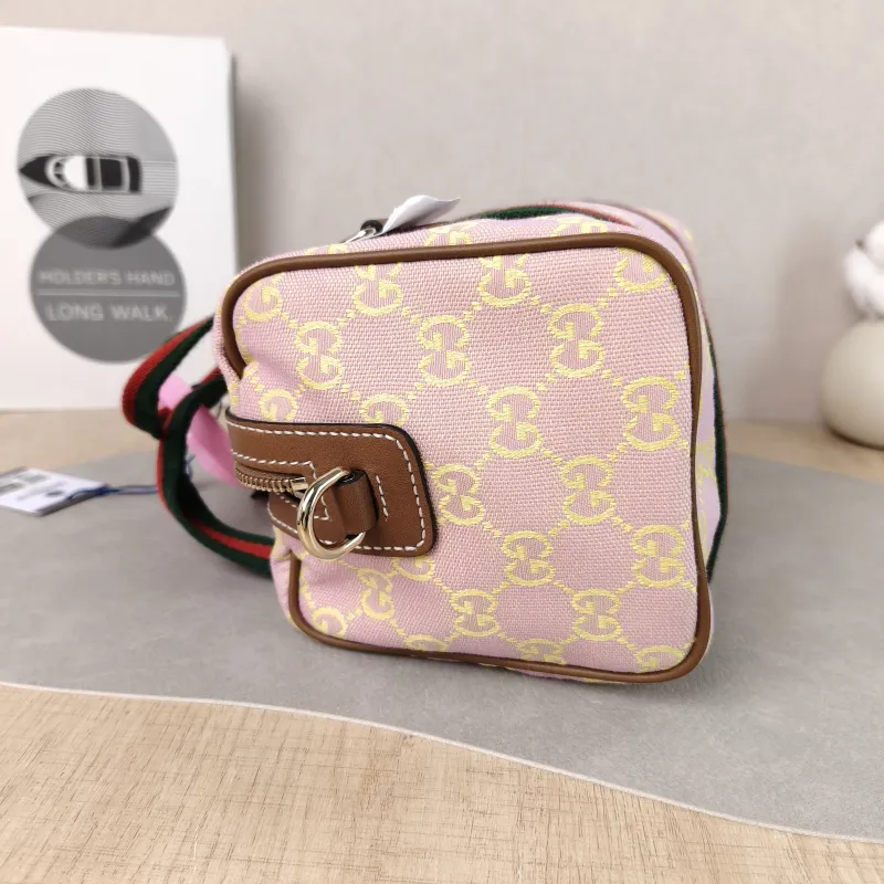 GUCCI Top Handle Bag Ophidia Pink Canvas One Size 20 × 12 × 13 cm — detail view 5 of 12