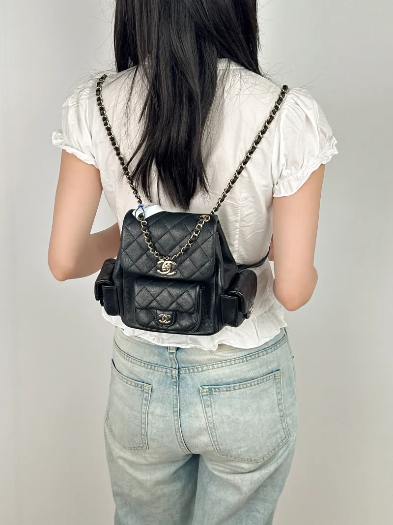 Chanel Backpackduma Black Calfskin Small18 × 9.5 × 19 cm — on-model view 2 of 3