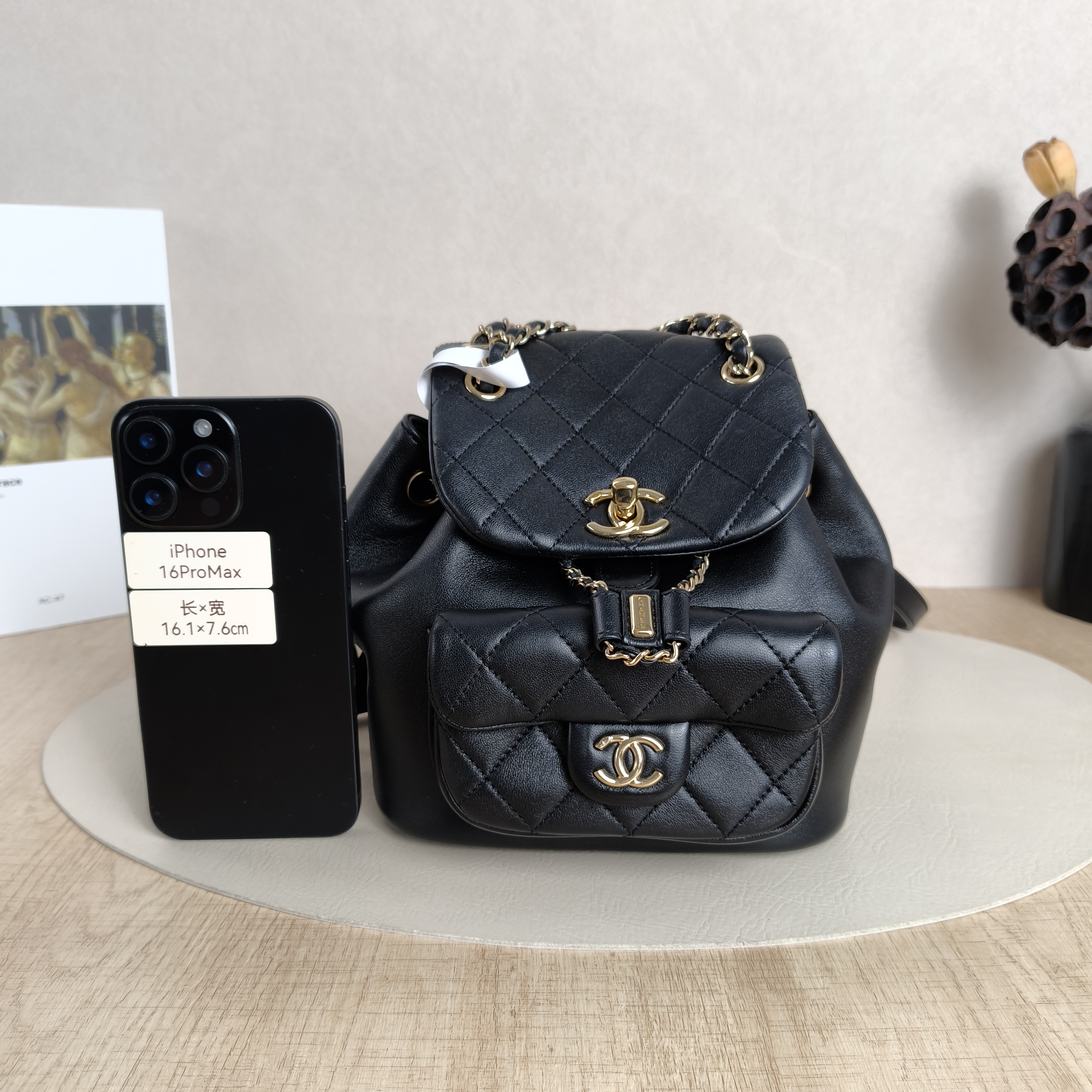Chanel Backpack Duma Black Grained Calfskin Small18 × 9.5 × 19 cm — cover view 3 of 5