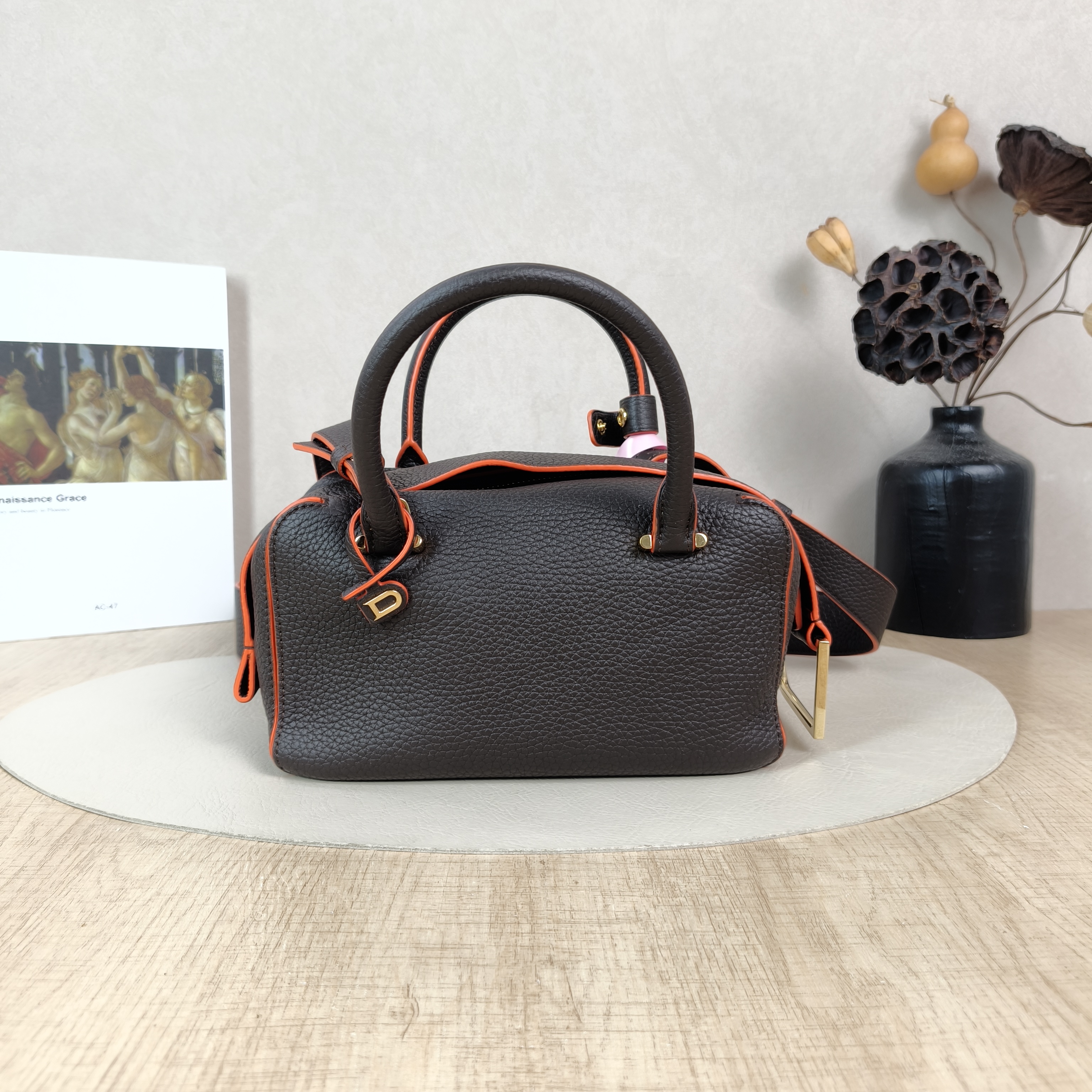 DELVAUX Top Handle Bag Cool Box Box Shoulder Bag Colorblock Calfskinmini21 × 11 × 13 cm