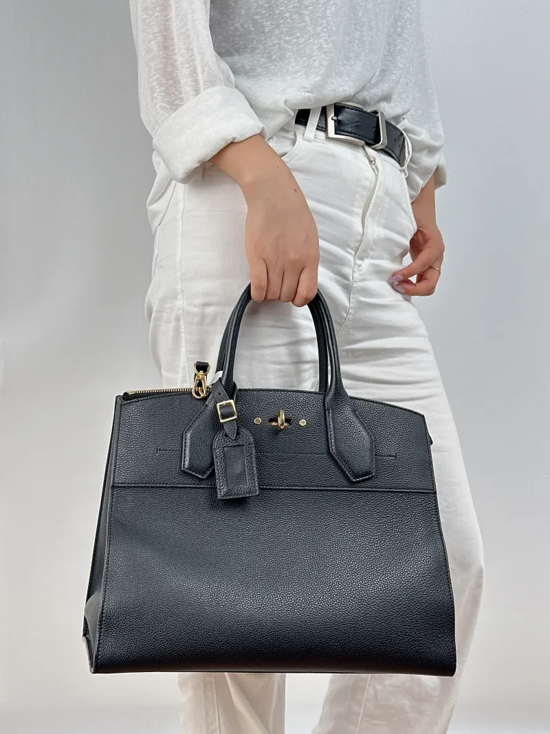 Louis Vuitton Crossbody Bag CITY STEAMER Shoulder Bag Black Calfskin Large 34 × 14 × 29 cm — on-model view 2 of 2