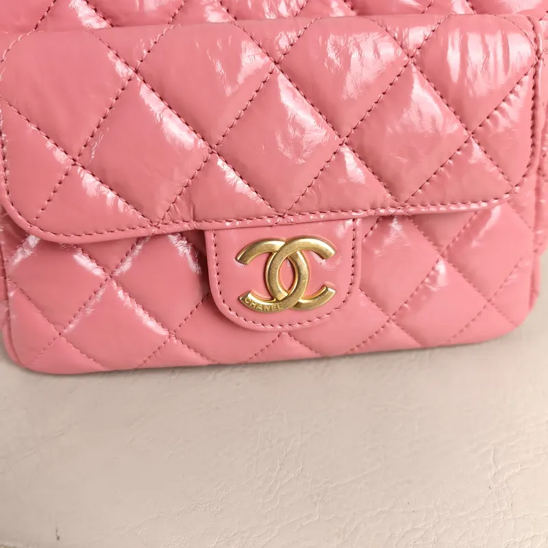 Chanel Crossbody Bag HOBO Pink Waxed Leather Small 19 × 6 × 17 cm — detail view 11 of 13