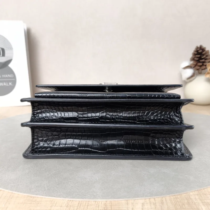SAINT LAURENT Crossbody Bag SUNSET Black CC alfskin Medium22 × 6.5 × 16 cm Leather Tag — cover view 4 of 5