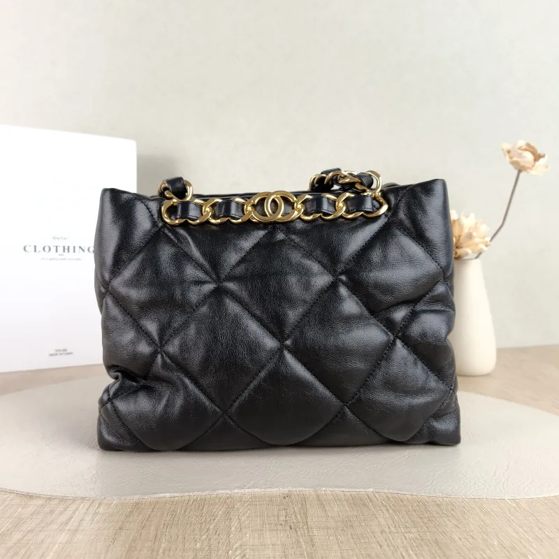 Chanel Shoulder Bag 22b Small Shopping Tote Black Lambskin Small 25 × 10 × 20 cm