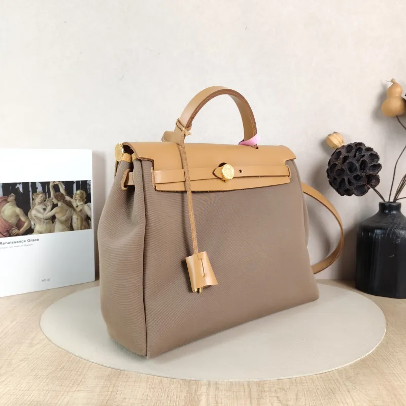 Hermès Crossbody Bag Herbag 31 Calfskin,Canvas Medium 30.5 × 11 × 25.5 cm B — cover view 3 of 6