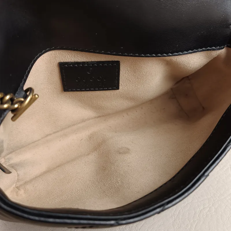 GUCCI Crossbody Bag GG Marmont Mini Marmont Mini Black Calfskin Mini 16.5 × 4.5 × 9.5 cm — detail view 2 of 11