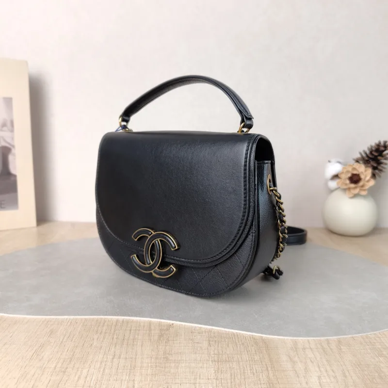 Chanel Crossbody Bag Collection Top Handle Crossbody Bag Black Calfskin One Size 20.5 × 6.5 × 16 cm 23 — cover view 3 of 6