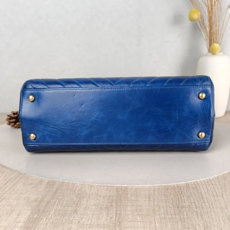 Chanel Top Handle Bag Coco Handle Blue V Calfskin Medium 29 × 12 × 18 cm 24 — cover view 3 of 5